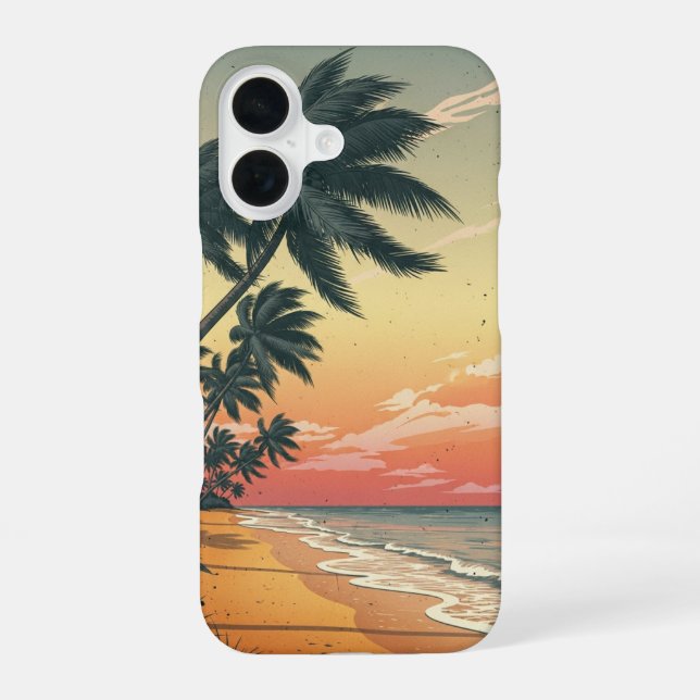 Vintage Tropical Scene with Palm Trees iPhone Case (Back)