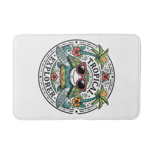 Vintage Tropical Sea Turtle Sunglasses Graphic Shi Bath Mat