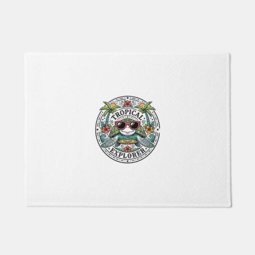 Vintage Tropical Sea Turtle Sunglasses Graphic Shi Doormat