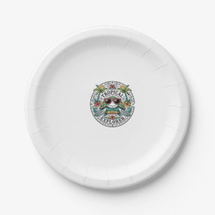 Vintage Tropical Sea Turtle Sunglasses Graphic Shi Paper Plates