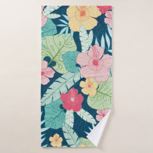 vintage tropical summer hawaiian seamless pattern bath towel