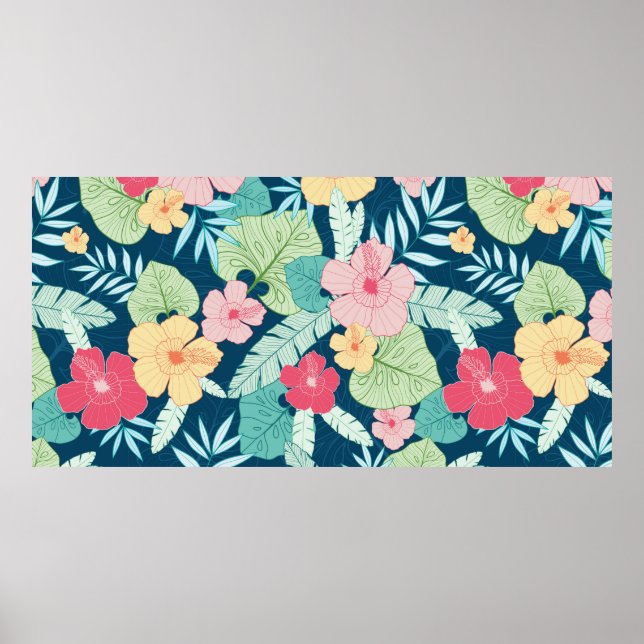 vintage tropical summer hawaiian seamless pattern  poster (Front)