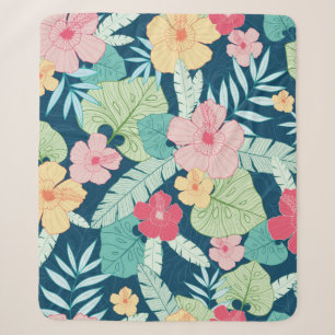 vintage tropical summer hawaiian seamless pattern sherpa blanket