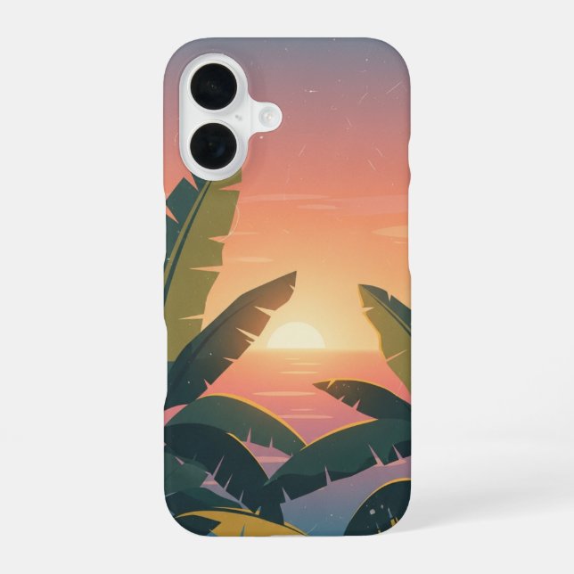 Vintage Tropical Sunset iPhone Case (Back)