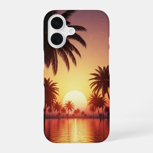 Vintage Tropical Sunset iPhone Case (Back)