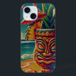 Vintage Tropical Tiki Umbrella Drink Luau Party iPhone 15 Case<br><div class="desc">Customize this with text if desired.</div>