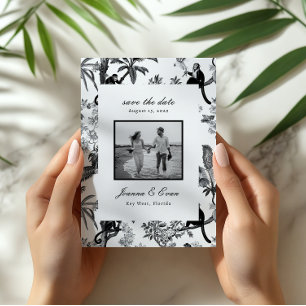 Vintage Tropical Toile Beach Destination Wedding Save The Date