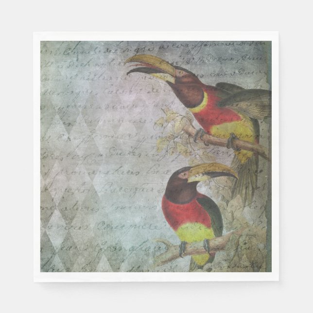 Vintage Tropical Toucan Napkins (Front)