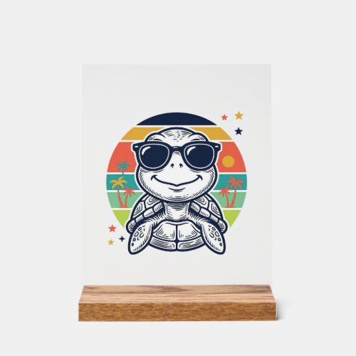 Vintage Tropical Turtle Sunglasses Beach Shirt_1 Acrylic Sign