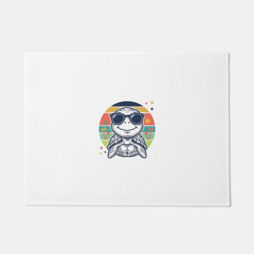 Vintage Tropical Turtle Sunglasses Beach Shirt_1 Doormat