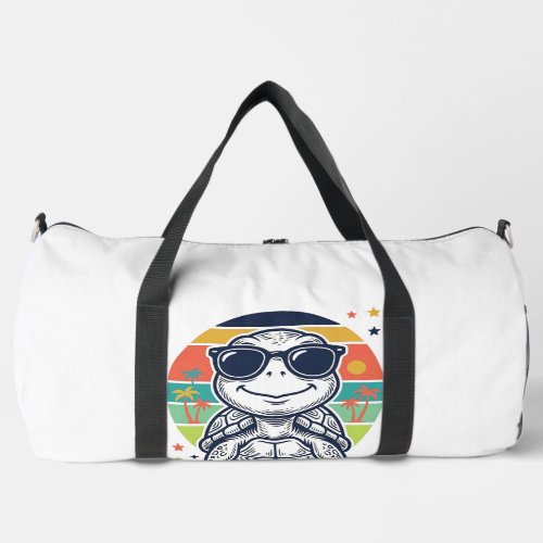 Vintage Tropical Turtle Sunglasses Beach Shirt_1 Duffle Bag