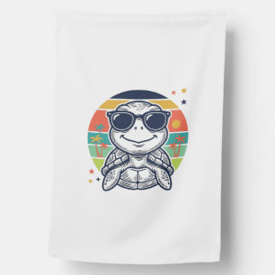 Vintage Tropical Turtle Sunglasses Beach Shirt_1 House Flag