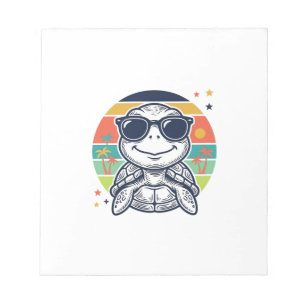 Vintage Tropical Turtle Sunglasses Beach Shirt_1 Notepad