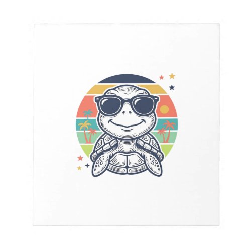 Vintage Tropical Turtle Sunglasses Beach Shirt_1 Notepad