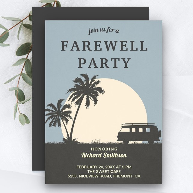 Vintage Tropical Van Farewell Party Invitation (Creator Uploaded)