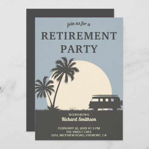 Vintage Tropical Van Retirement Party Invitation