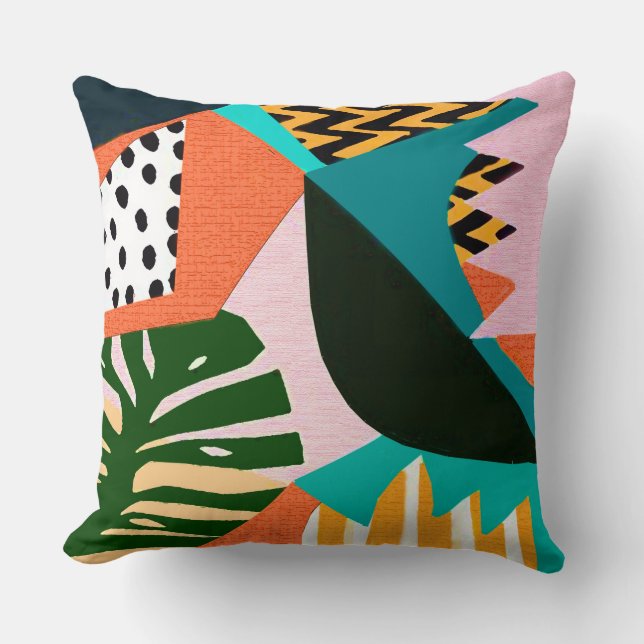Vintage Tropical Vibes Throw Pillow (Front)
