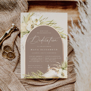 Vintage Tropics Baby Dedication Foil Invitation