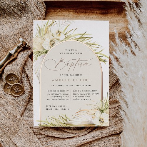 Vintage Tropics  Baptism Foil Invitation