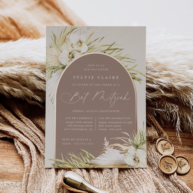 Vintage Tropics Bat Mitzvah Foil Invitation (Creator Uploaded)