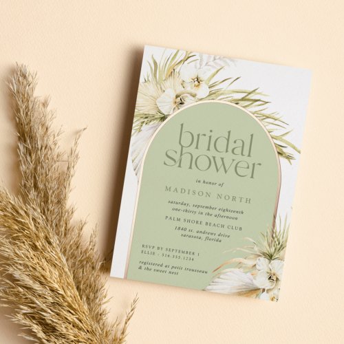 Vintage Tropics  Bridal Shower Foil Invitation