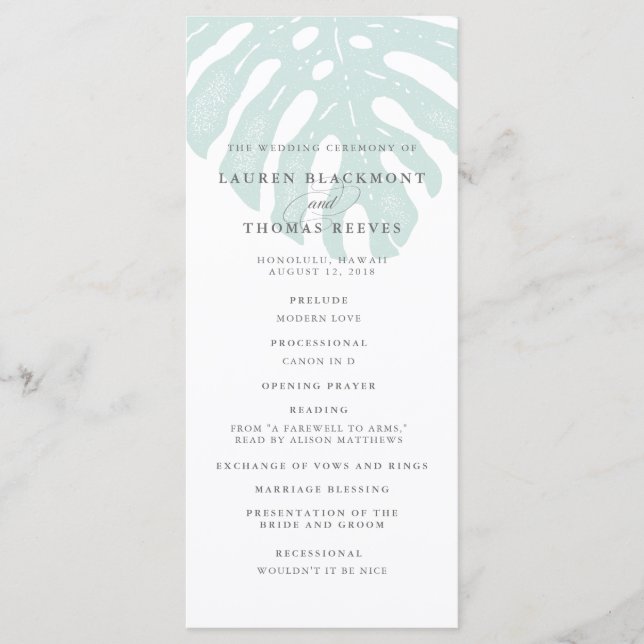 Vintage Tropics Double Sided Wedding Program (Front)