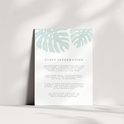 Vintage Tropics Wedding Guest Information Enclosure Card