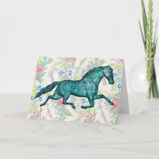 Vintage Trotting Weathervane Metal Horse Art Card (Front)