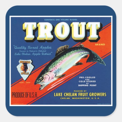 Vintage Trout Brand Apple Label