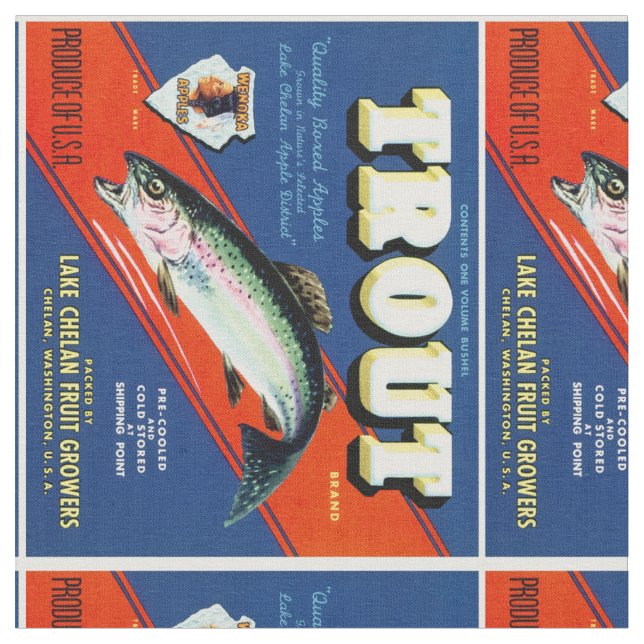 Vintage Trout Brand Apple Label Fabric (Close Up)