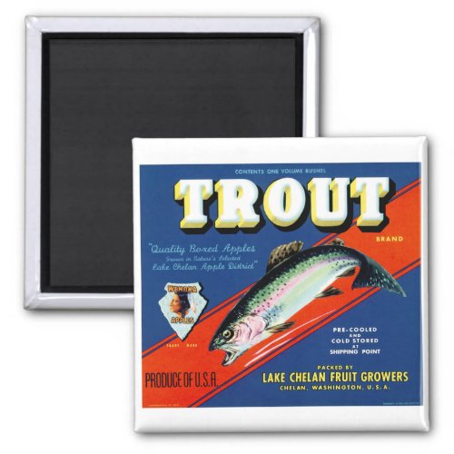 Vintage Trout Brand Apple Label Magnet