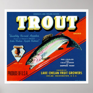 Vintage Trout Brand Apple Label Poster