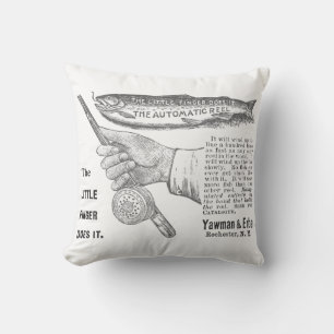 Vintage Trout Fishing Ad Circa 1890's Throw Pillow