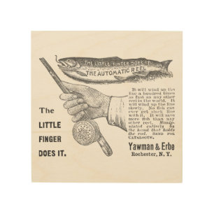 Vintage Trout Fishing Ad Circa 1890's Wood Wall Art