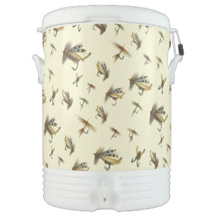 Vintage Trout Flies Fly Fishing Theme Pattern Beverage Cooler