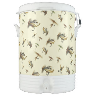 Vintage Trout Flies Fly Fishing Theme Pattern    Beverage Cooler
