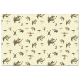 Vintage Trout Flies Fly Fishing Theme Pattern  Tissue Paper