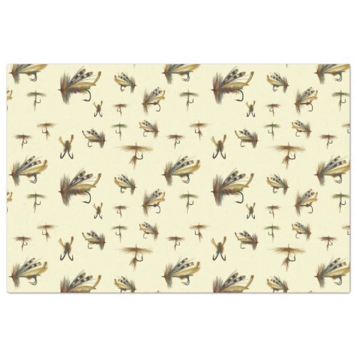 Vintage Trout Flies Fly Fishing Theme Pattern  Tissue Paper