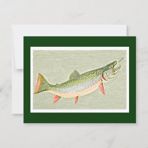 Vintage Trout fly fishing art Invite