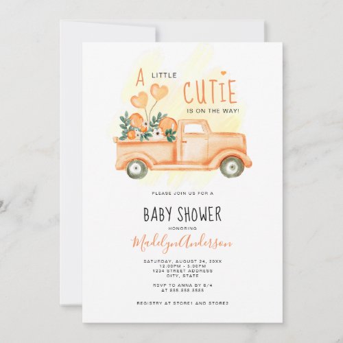 Vintage Truck A Little Cutie Baby Shower Invitation