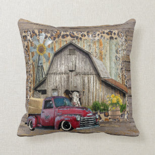 Farmhouse Truck Outdoor Decorative Pillow