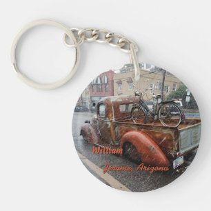 Vintage Truck and Bicycle in Jerome, Arizona Keychain