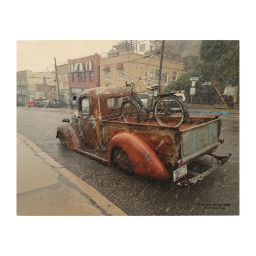 Vintage Truck and Bicycle in Jerome Arizona Wood Wall Art