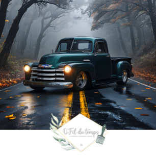 Vintage Truck Autumn Highway Découpage Paper