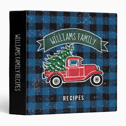 Vintage Truck Blue Buffalo Check Family Recipe 3 Ring Binder