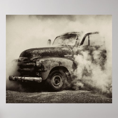 Vintage Truck Burnout Poster