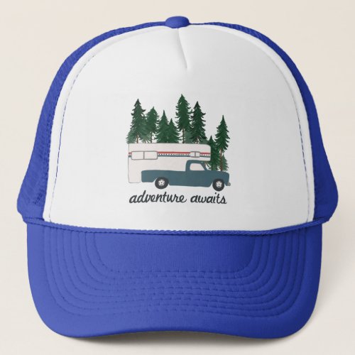 Vintage Truck Camper RVing Fourth of July Trucker Hat