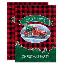 Vintage Truck Christmas Party Invitation