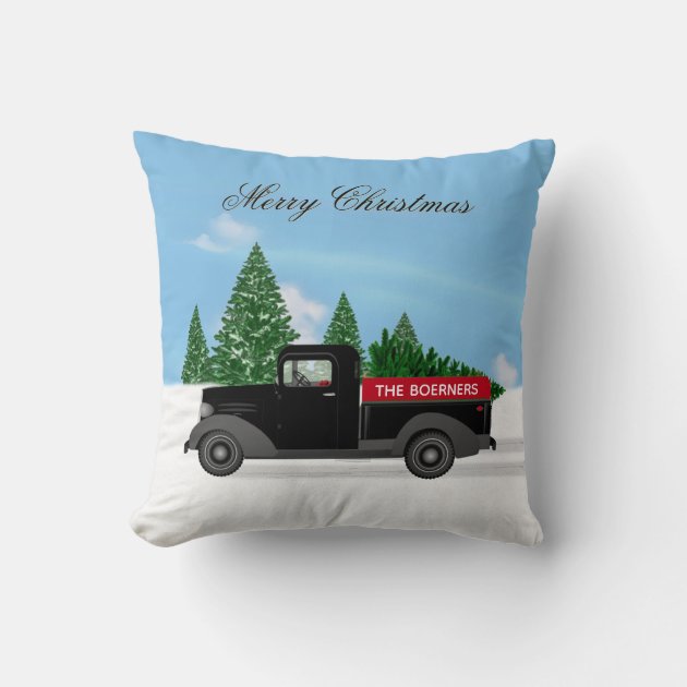 Vintage truck clearance christmas pillow