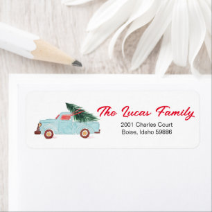 Vintage Truck Christmas Tree Return Address Labels